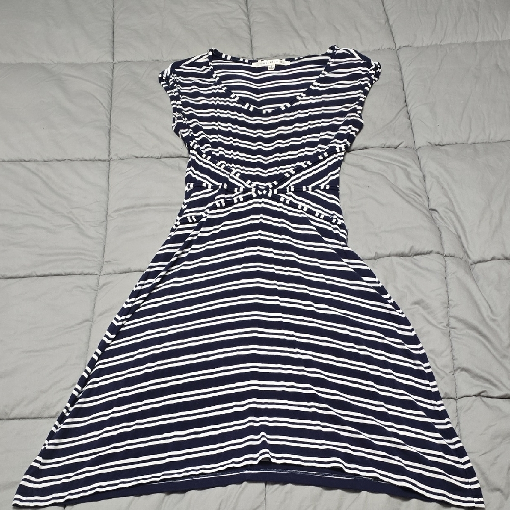 Max Studio Navy and White Midi Dress